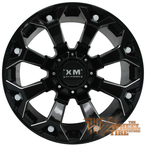 Copy of XTREME MUDDER XM-318 Wheel in Gloss Black Milled Rivets (Sold as a set)