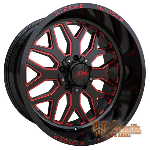 XTREME MUDDER XM-401 Wheel in Gloss Black Red Milled (Set of 4)