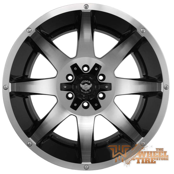 GIMA 10 ATTACK 20x12 GIM10 -44 black/machined face wrapped in 33x12.50r20 HAIDA R/T Complete SET