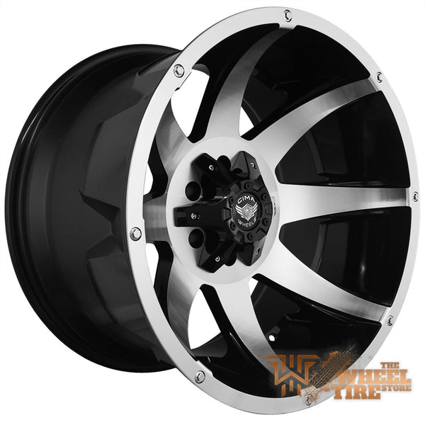 GIMA 10 ATTACK 20x12 GIM10 -44 black/machined face wrapped in 33x12.50r20 HAIDA R/T Complete SET