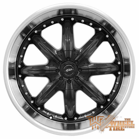 AMERICAN RACING AR650 'Octane' Wheel in Black w/ Stainless Steel Lip (Set of 4)
