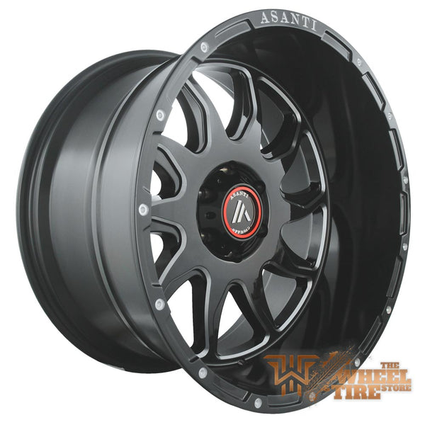 ASANTI Off-Road 22x12 AB810 -44 gloss black/milled wrapped in 33x12.50r22 HAIDA R/T Complete SET