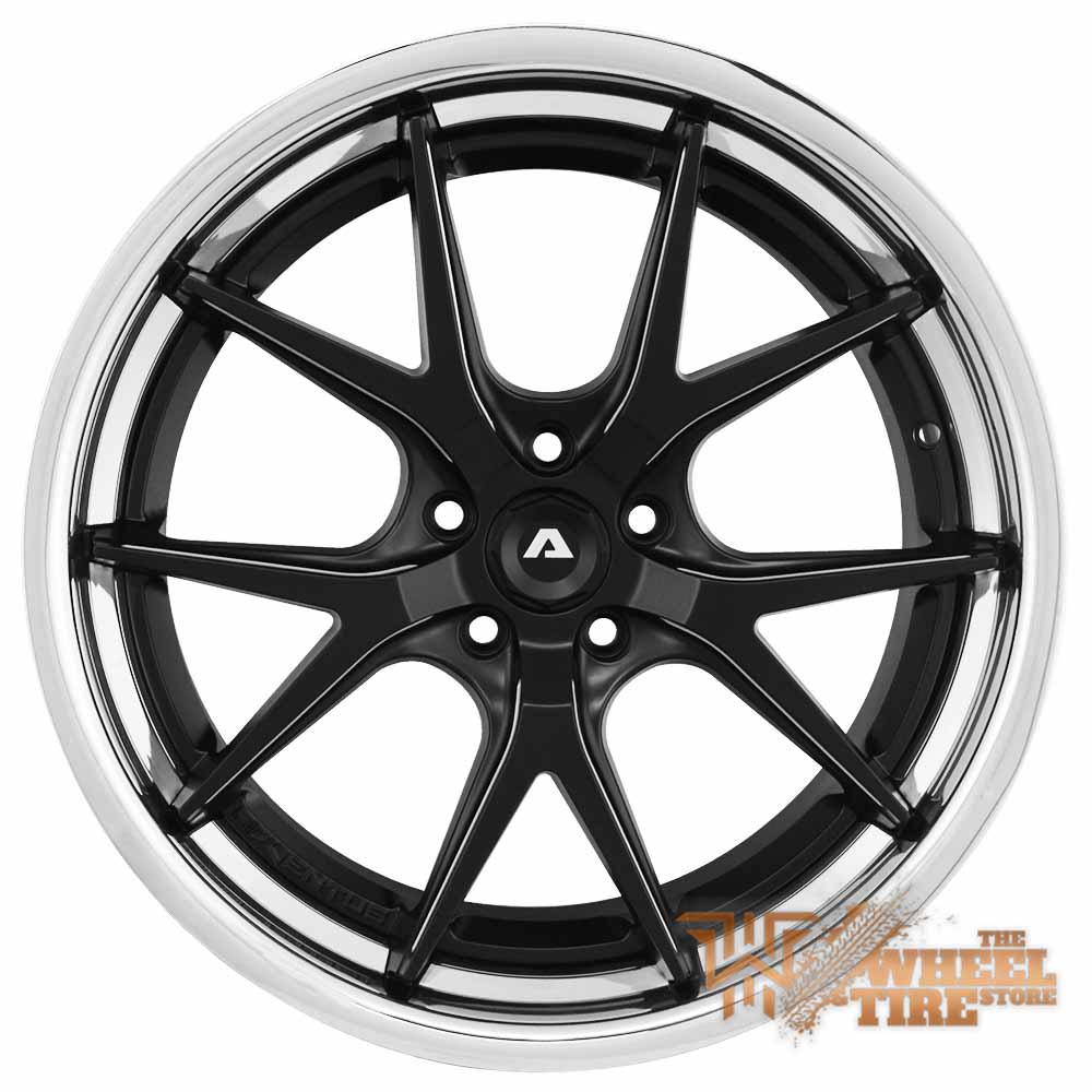 ADVENTUS AVS3 Wheel in Matte Black w/ Milled Accents & Stainless Steel Lip (Set of 4)