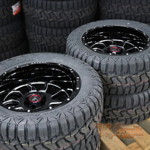 ASANTI Off-Road 22x12 AB810 -44 gloss black/milled wrapped in 33x12.50r22 HAIDA R/T Complete SET