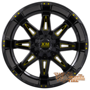 XTREME MUDDER XM-325 Gloss Black Yellow Milled (Set of 4)