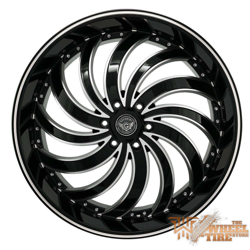 GIMA 4BRD 'In Flames' Directional Right Wheel In Gloss Black w/ Machined Edges & Milled Lips (Set of 4)