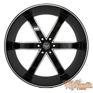 GIMA 'Sigma 6' Wheel in Gloss Black w/ Machined Edge & Milled Lip (Set of 4)