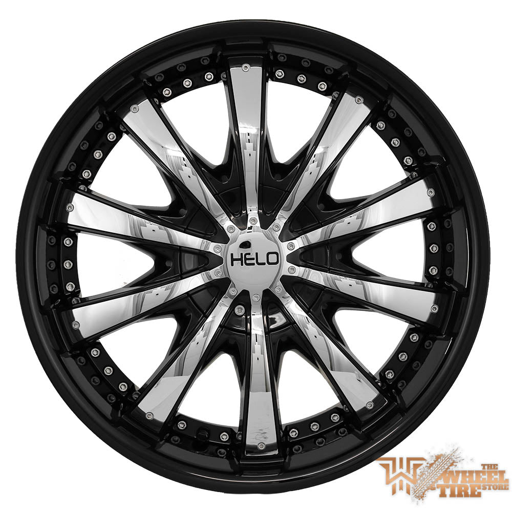HELO HE875 Wheel in Gloss Black w/ Chrome Accents (Set of 4)