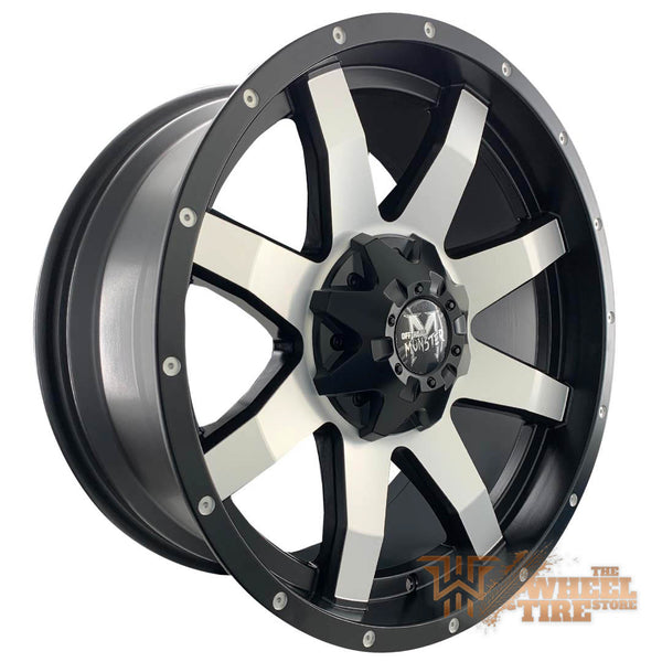 Off-Road Monster M08 Wheel in Flat Black Machined Face(Set of 4)