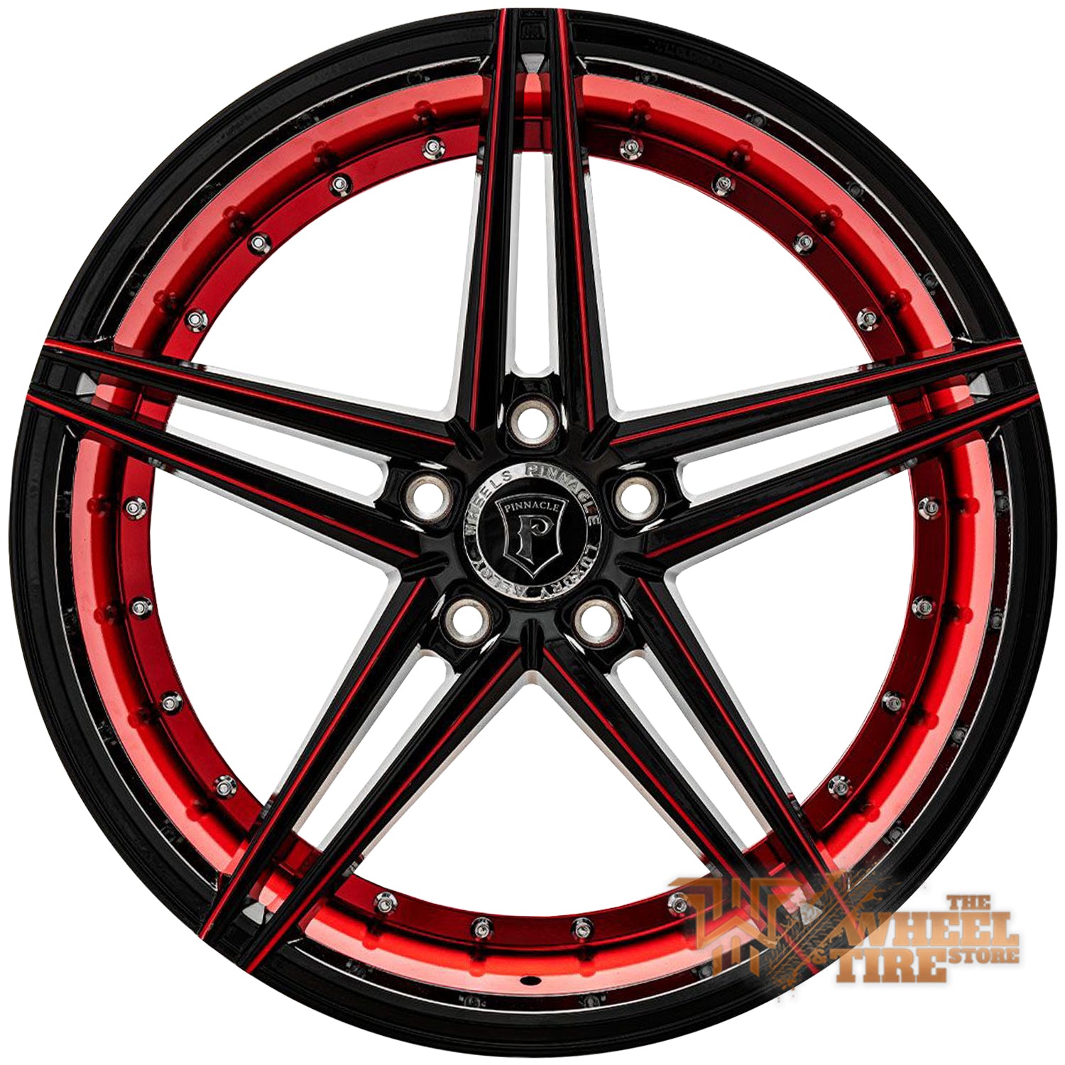 Pinnacle P206 'Savage' Wheel in Gloss Black Inner Red (Set of 4)