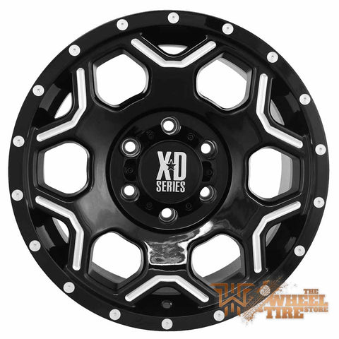 KMC XD Series XD812 'Crux' Wheel in Black w/ Milled Accents (Set of 4)