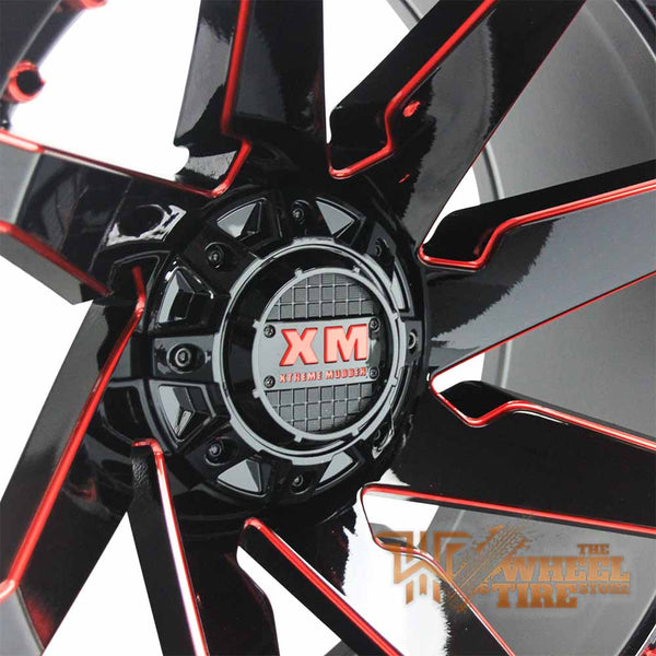 XTREME MUDDER XM-301 Wheel in Gloss Black Red Milled (Set of 4)