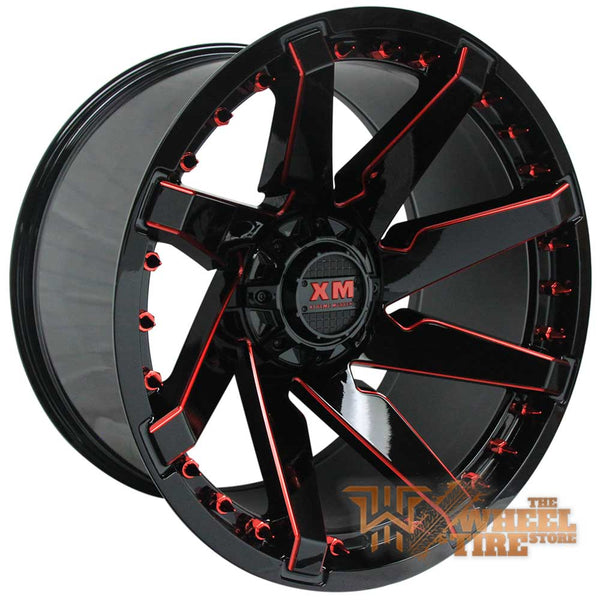 XTREME MUDDER XM-301 Wheel in Gloss Black Red Milled (Set of 4)