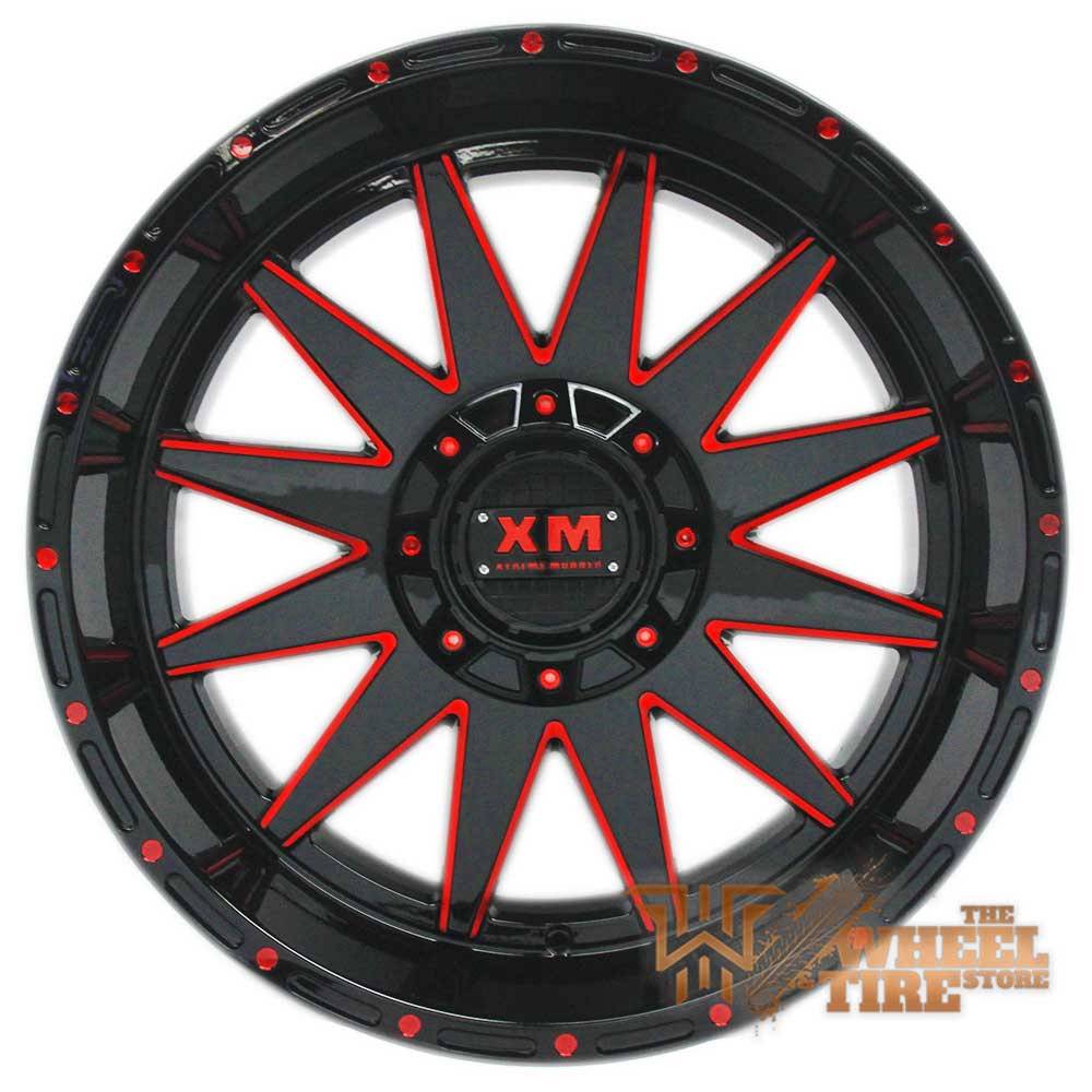 XTREME MUDDER XM-312 Wheel in Gloss Black with Red Milling (Set of 4)