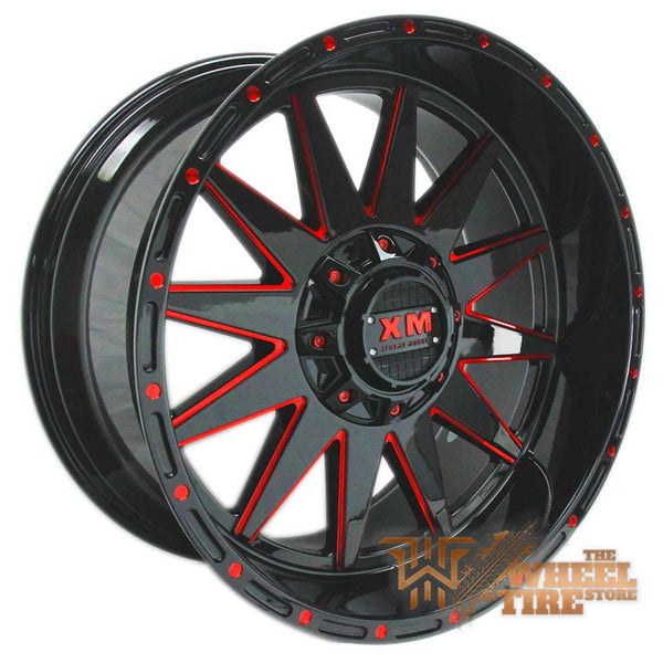 XTREME MUDDER XM-312 Wheel in Gloss Black with Red Milling (Set of 4)