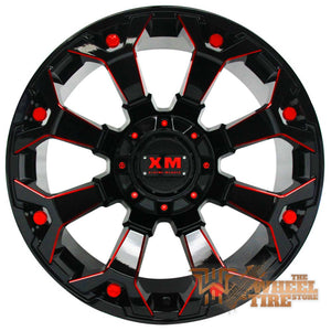 XTREME MUDDER XM-318 Wheel in Gloss Black & Red Milled Edges (Set of 4)