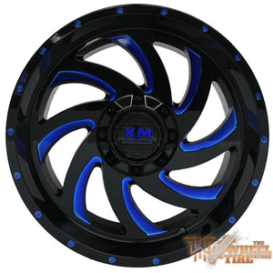 XTREME MUDDER XM-324 Gloss Black Blue Milled (Set of 4)