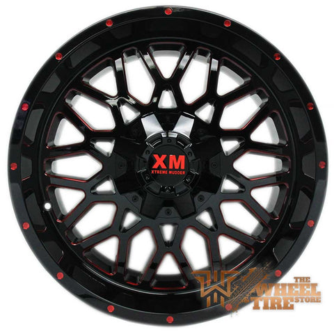 XTREME MUDDER XM-328 Wheel in Gloss Black with Red Milled Edges (Set of 4)