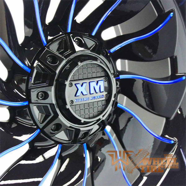 XTREME MUDDER XM-329 Wheel in Gloss Black & Blue Milled Edges (Set of 4)