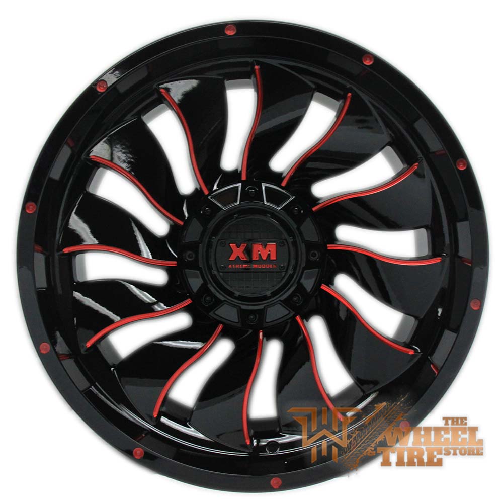 XTREME MUDDER XM-329 Wheel in Gloss Black & Red Milled Edges (Set of 4)