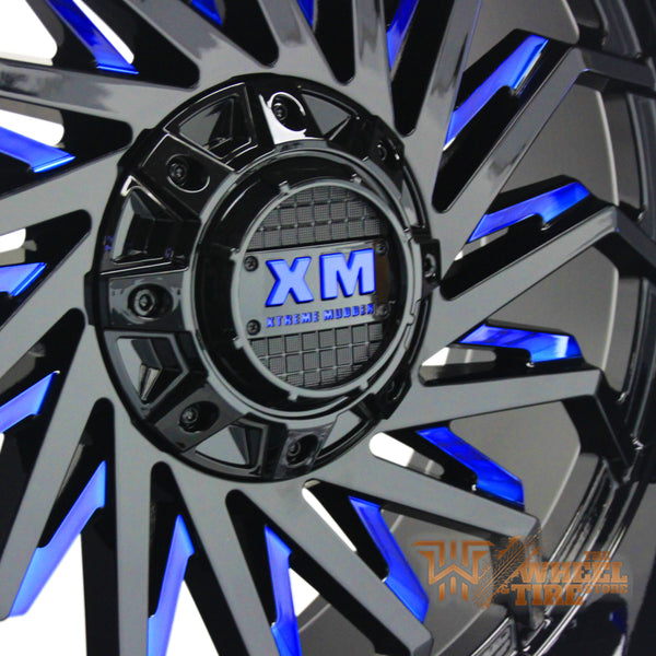 XTREME MUDDER XM-330 Wheel in Gloss Black with Blue Milled Edges (Set of 4)