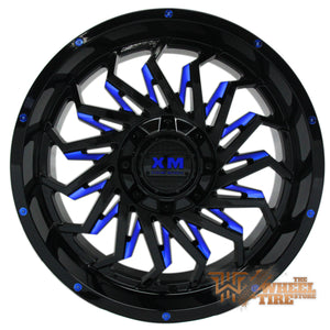 XTREME MUDDER XM-330 Wheel in Gloss Black with Blue Milled Edges (Set of 4)