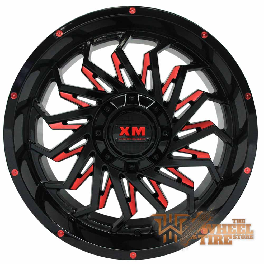 XTREME MUDDER XM-330 Wheel in Gloss Black with Red Milled Edges (Set of 4)