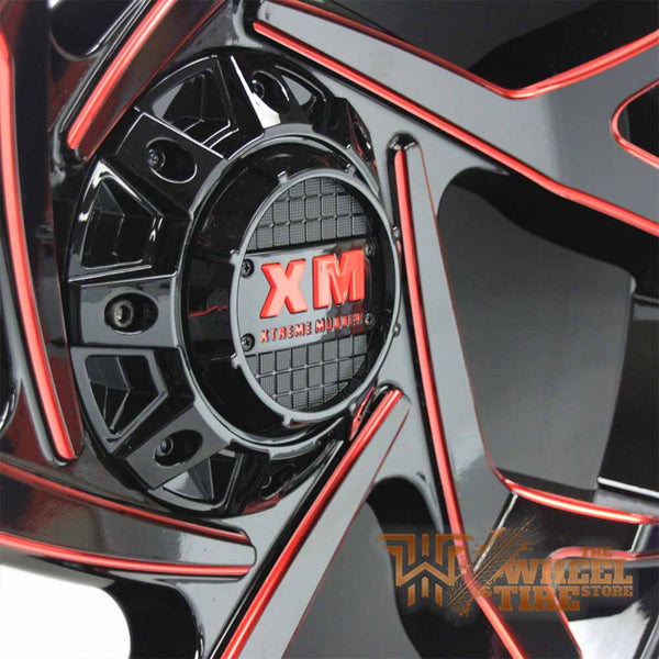 XTREME MUDDER XM-333 Wheel in Gloss Black & Red Milled Edges (Set of 4)