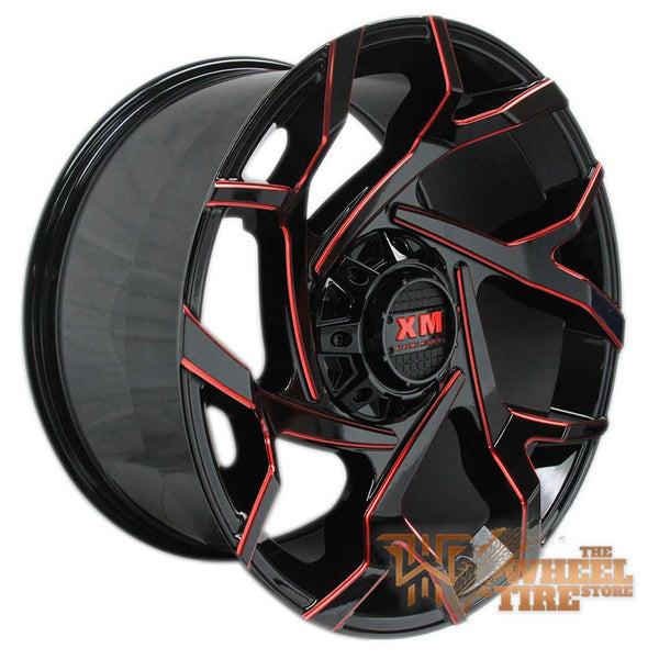 XTREME MUDDER XM-333 Wheel in Gloss Black & Red Milled Edges (Set of 4)