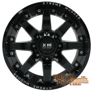 XTREME MUDDER XM-334 Wheel in Gloss Black Milled w/ Rivets (Set of 4)