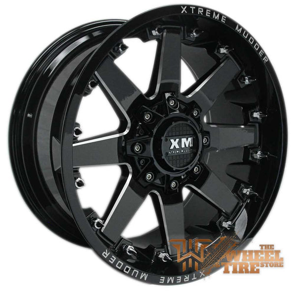 XTREME MUDDER XM-334 Wheel in Gloss Black Milled w/ Rivets (Set of 4)