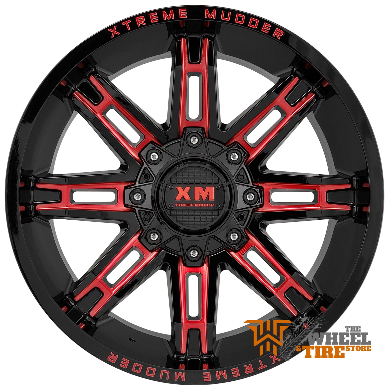 XTREME MUDDER XM-335 Wheel in Gloss Black Red Milled (Set of 4)