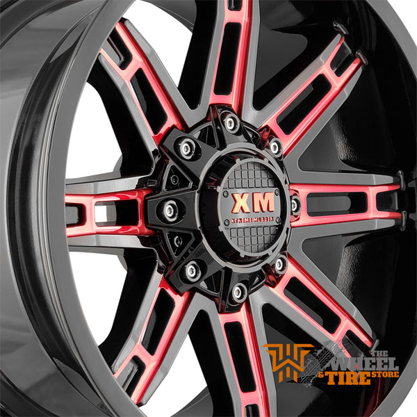 XTREME MUDDER XM-335 Wheel in Gloss Black Red Milled (Set of 4)