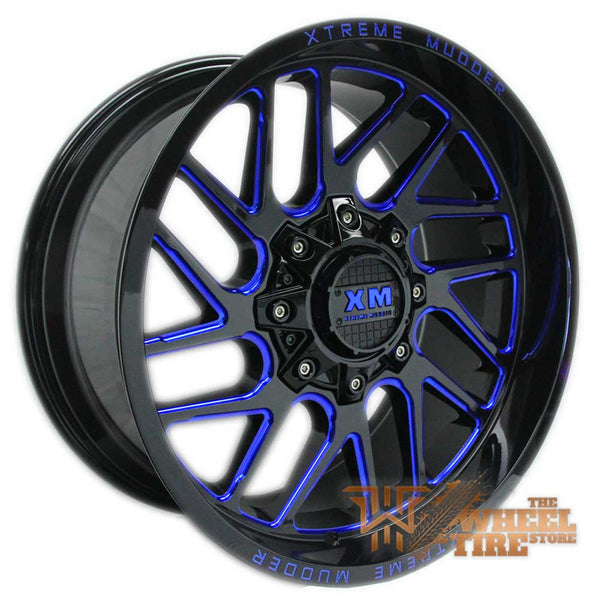 XTREME MUDDER XM-339 Wheel in Gloss Black with Blue Milled Edges (Set of 4)