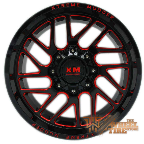 XTREME MUDDER XM-339 Wheel in Gloss Black Red Milled (Set of 4)