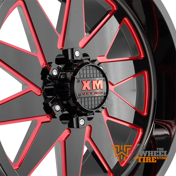 XTREME MUDDER XM-348 Wheel in Gloss Black Red Milled (Set of 4)