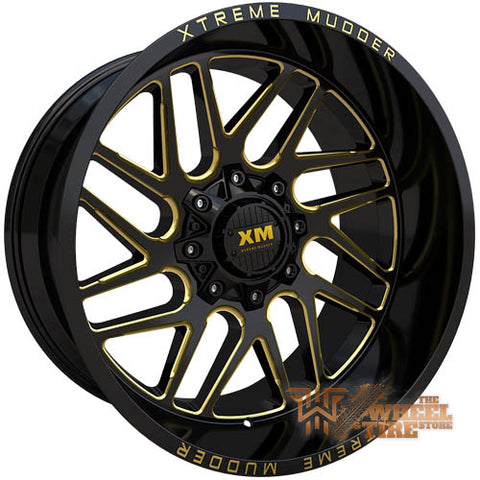XTREME MUDDER XM-339 Wheel in Gloss Black Yellow Milled (Set of 4)