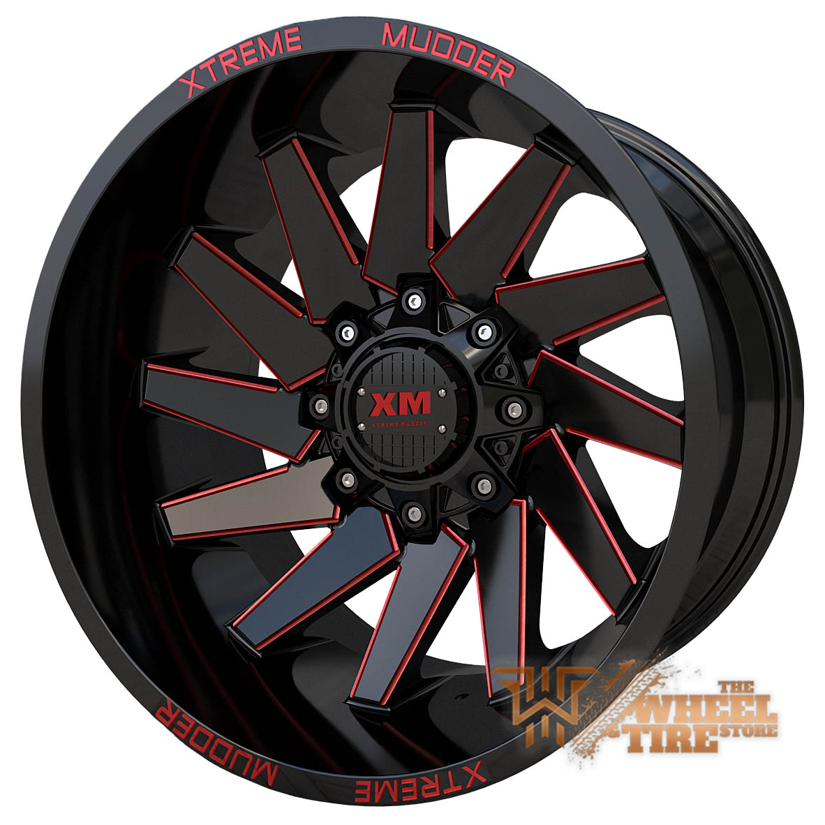 XTREME MUDDER XM-344 Wheel in Gloss Black Red Milled (Set of 4)