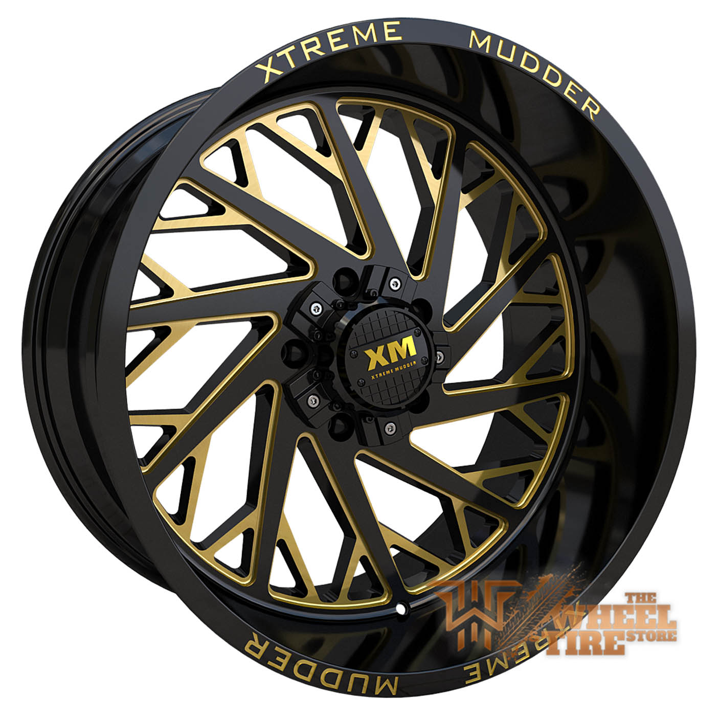 XTREME MUDDER XM-400 Wheel in Gloss Black Yellow Milled (Set of 4)