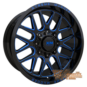 XTREME MUDDER XM-338 Wheel in Gloss Black Blue Milled (Set of 4)