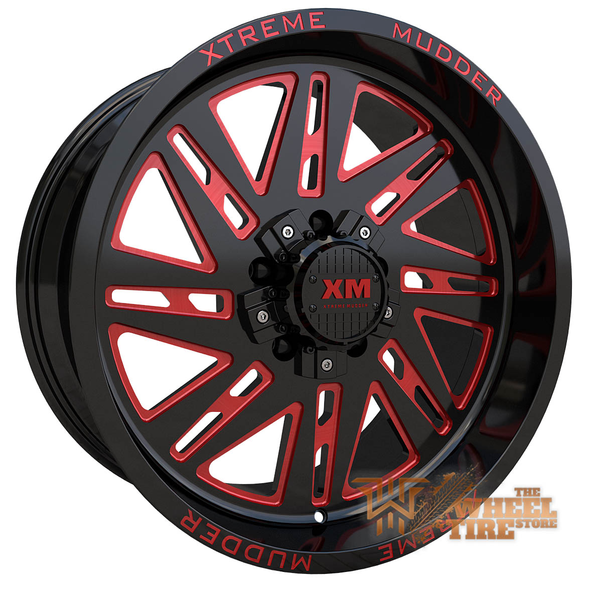 XTREME MUDDER XM-347 Wheel in Gloss Black Red Milled (Set of 4)
