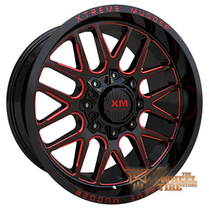 XTREME MUDDER XM-338 Wheel in Gloss Black Red Milled (Set of 4)