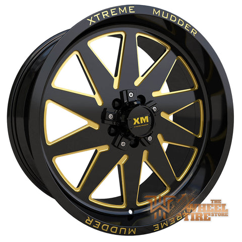 XTREME MUDDER XM-348 Wheel in Gloss Black Yellow Milled (Set of 4)
