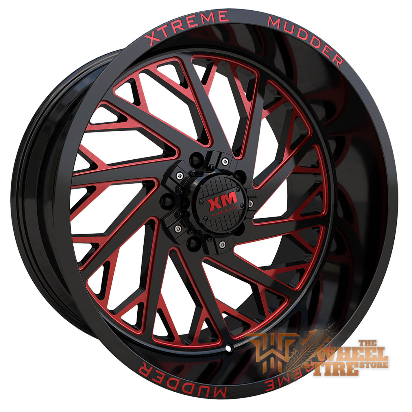 XTREME MUDDER XM-400 Wheel in Gloss Black Red Milled (Set of 4)