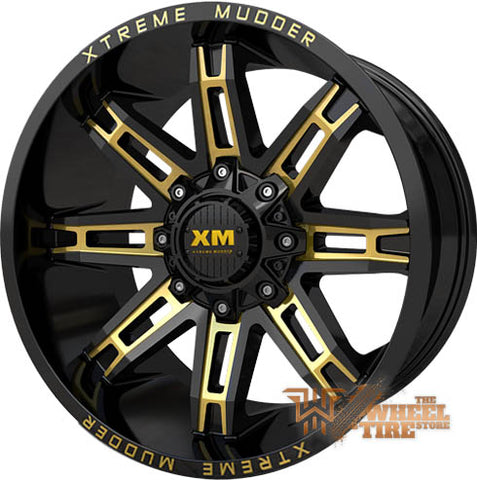 XTREME MUDDER XM-335 Wheel in Gloss Black Yellow Milled (Set of 4)