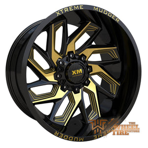 XTREME MUDDER XM-343 Wheel in Gloss Black Yellow Milled (Set of 4)