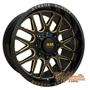XTREME MUDDER XM-338 Wheel in Gloss Black Yellow Milled (Set of 4)