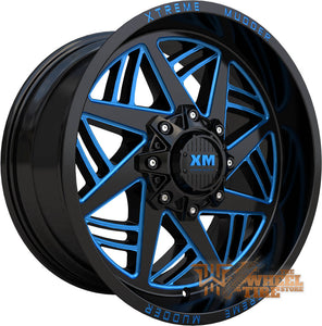 XTREME MUDDER XM-345 Wheel in Gloss Black Blue Milled (Set of 4)