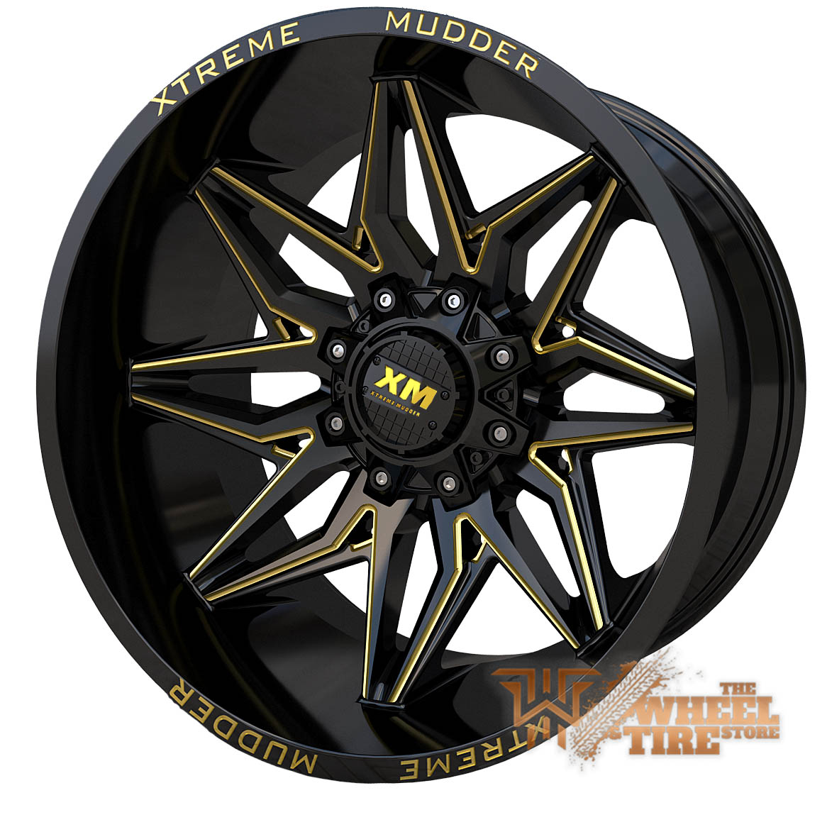 XTREME MUDDER XM-342 Wheel in Gloss Black Yellow Milled (Set of 4)