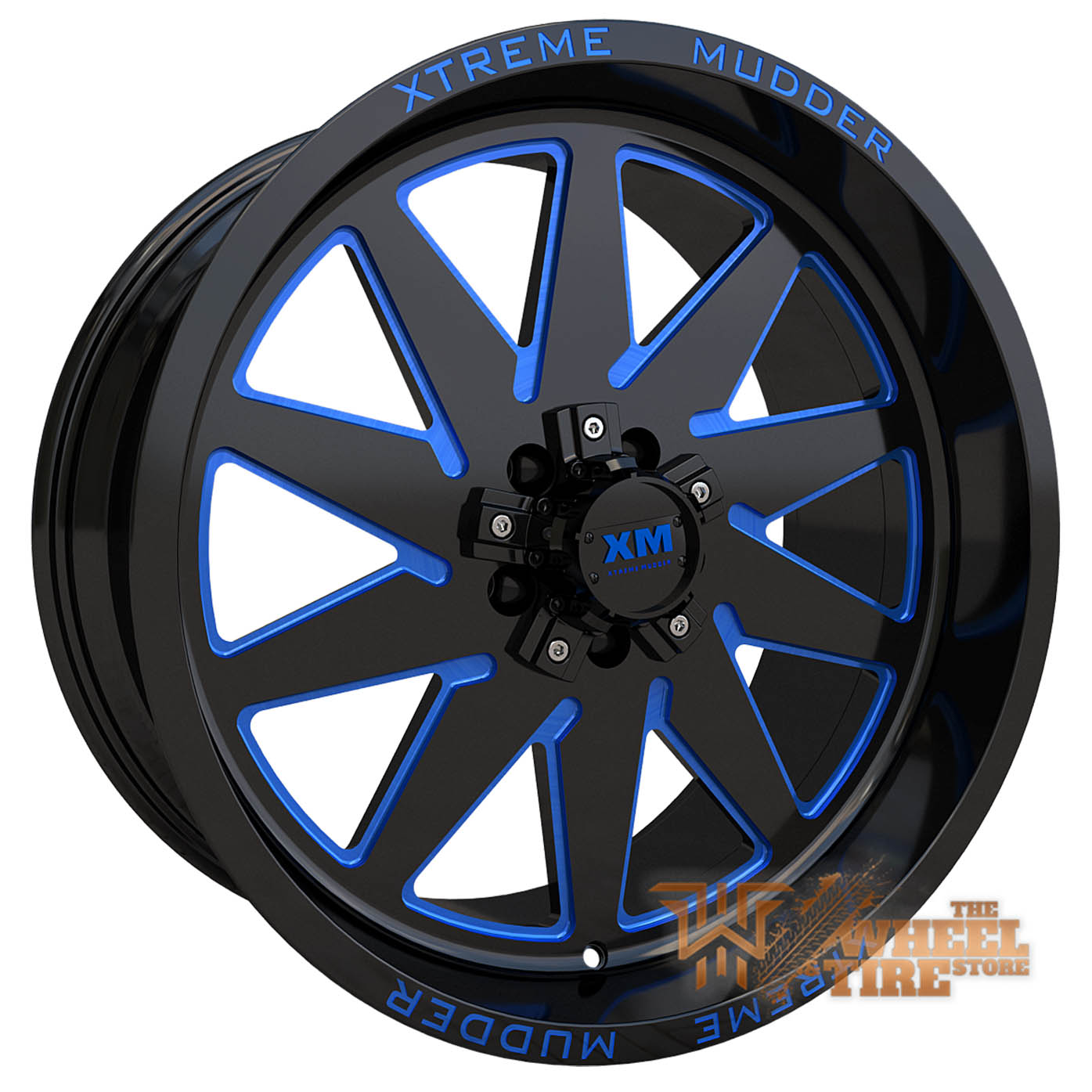 XTREME MUDDER XM-348 Wheel in Gloss Black Blue Milled (Set of 4)